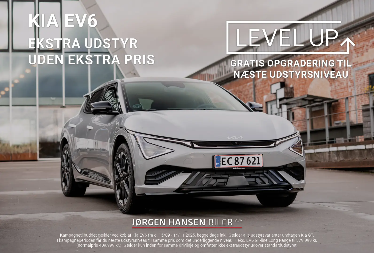 Levelup - 1592x1080 Opgrader din Kia EV6 til næste udstyrsniveau uden ekstra betaling. Level Up gælder flere varianter, og vi har biler klar til levering nu – oplev ekstra komfort, avanceret teknologi og eksklusivt design.