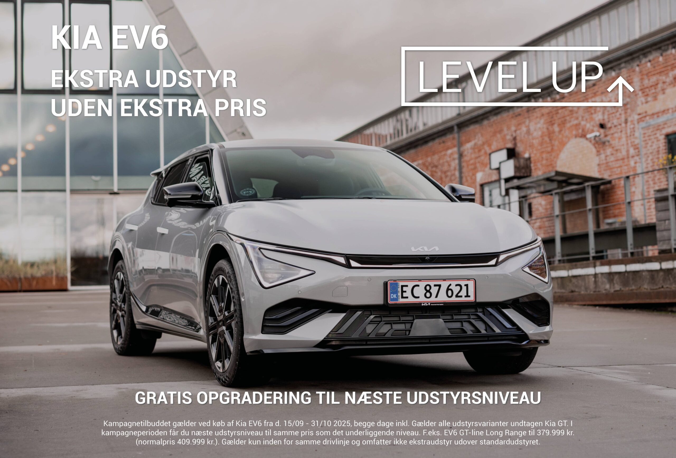 LEVEL UP – Opgrader din Kia EV6 Opgrader din Kia EV6 til næste udstyrsniveau uden ekstra betaling. Level Up gælder flere varianter, og vi har biler klar til levering nu – oplev ekstra komfort, avanceret teknologi og eksklusivt design.
